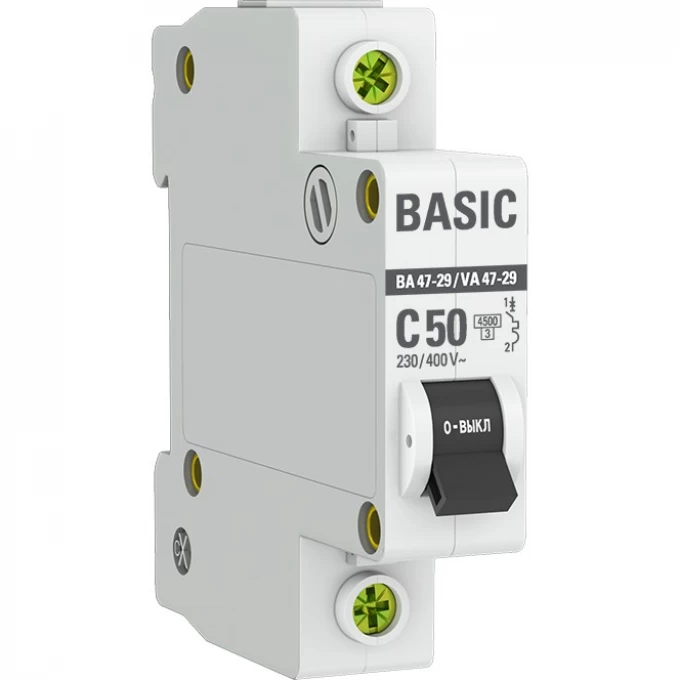 Автоматический выключатель EKF BASIC 1P 50А (C) 4,5кА ВА 47-29 mcb4729-1-50C Автоматический выключатель EKF BASIC 1P 50А (C) 4,5кА ВА 47-29 mcb4729-1-50C