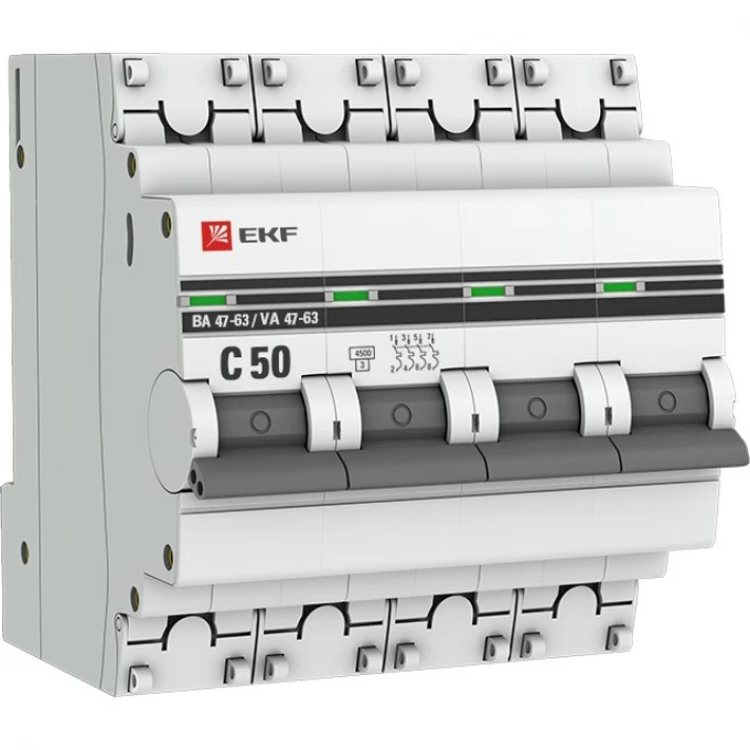 Автоматический выключатель EKF PROXIMA 4P 50А (C) 4,5kA ВА 47-63 mcb4763-4-50C-pro Автоматический выключатель EKF PROXIMA 4P 50А (C) 4,5kA ВА 47-63 mcb4763-4-50C-pro