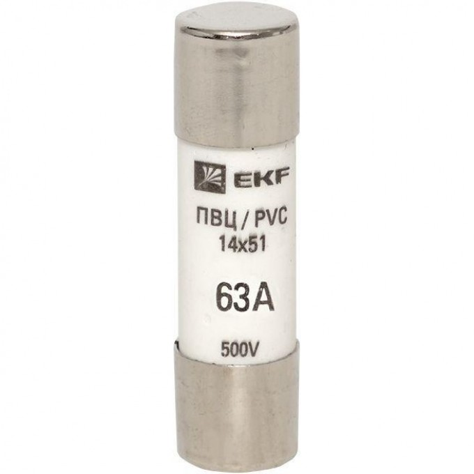 Плавкая цилиндрическая вставка EKF ПВЦ 14х51 63А 10 шт pvc-14x51-63 Плавкая цилиндрическая вставка EKF ПВЦ 14х51 63А 10 шт pvc-14x51-63