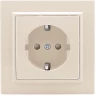Розетка 1-м EKF 0 СП Минск 16А IP20 с заземлением, защитные шторки, бежевая ERR16-028-20